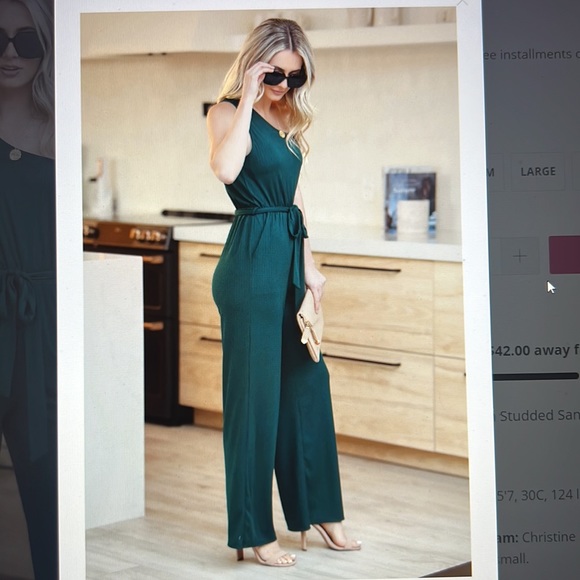 New with tags! Closet Candy Stay a While jumpsuit - Hunter Green size Large - Picture 4 of 5